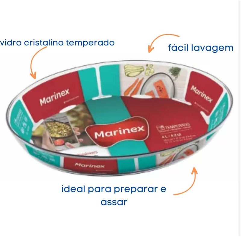 MARINEX Large Oval Glass Roaster 4.0L – Extra-Large Heat-Resistant Bakeware Dish | Transparent Oven-Safe Roasting & Baking Tray | Ideal for Lasagna, Casseroles, Roasts, Pasta Bakes & Family Gatherings - Image 5